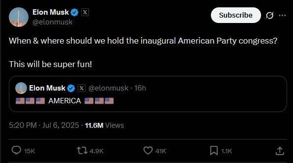 正网皇冠信用网_投资公司CEO不满马斯克建新党正网皇冠信用网,推迟特斯拉ETF上市